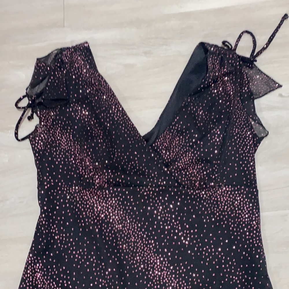 Vintage 90s Byer Too Black Midi Dress Sparkle, Size Medium - Picture 4 of 9